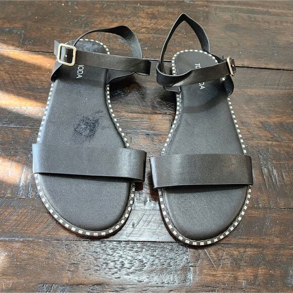 Top Moda Black Flat Sandals‎ Size 7.5 - Picture 3 of 5